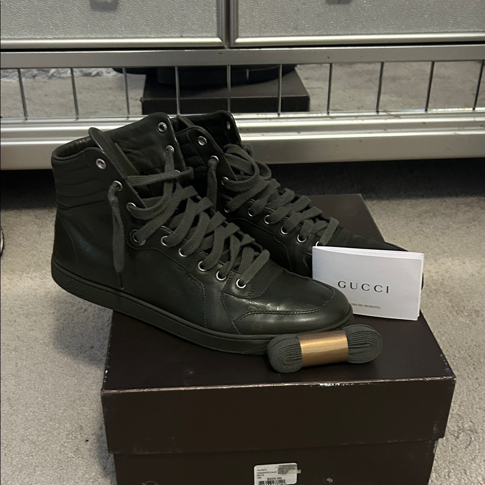 Gucci Men's Dark Green High-Top Sneakers